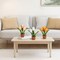 Artificial Tulip Arrangement with Terracotta-Like Plastic Pot 8 Inch Small Tulip Centerpieces Fake Potted Flowers for Shelf Table Centerpiece Wedding Home Decor